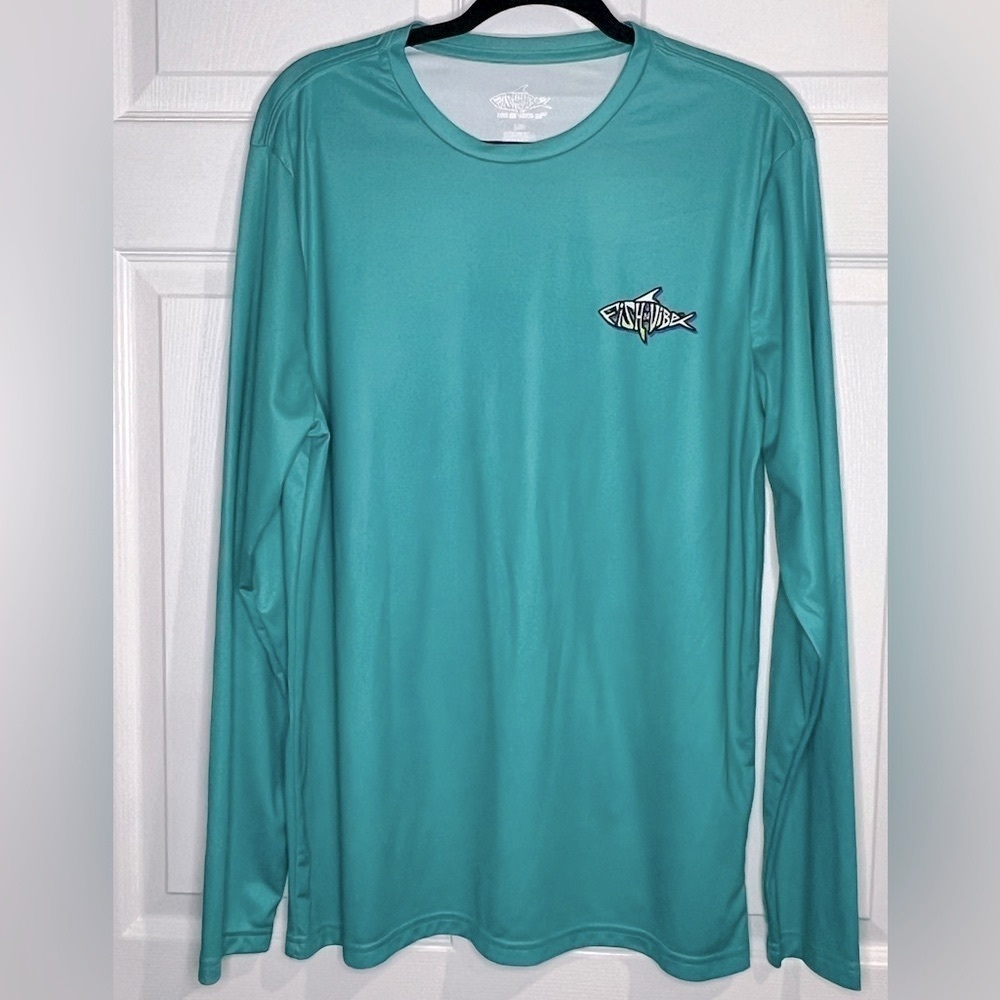 Fish n Vibe Men's Long Sleeve Sun Protection Fishing Tee - Blue - Size Large